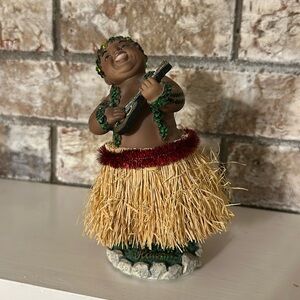 Vintage Hawaiian Chubby Bobble Head Ceramic Man Ukulele Playing